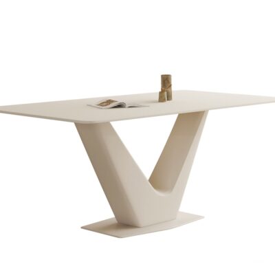 时尚奶油风 家用餐厅12mm岩板长方形餐桌