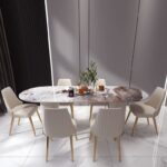 餐厅轻奢时尚大气长方形亮光岩板餐桌(潘多拉)