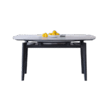 意式极简风亮光雪山石岩板餐桌简约小户型折叠功能餐桌