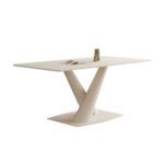 时尚奶油风 餐厅家用哑光岩板长方形餐桌