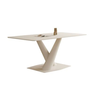 时尚奶油风 餐厅家用哑光岩板长方形餐桌