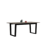 极简风格白蜡木餐桌 6人简约餐厅实木长方形哑光岩板餐台(维克浅灰)