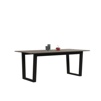 极简风格白蜡木餐桌 6人简约餐厅实木长方形哑光岩板餐台(维克浅灰)