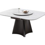 极简风冰岛玉微晶石餐桌家用小户型餐厅可伸缩折叠多功能餐桌