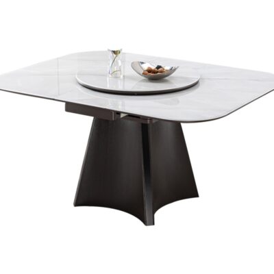 极简风冰岛玉微晶石餐桌家用小户型餐厅可伸缩折叠多功能餐桌