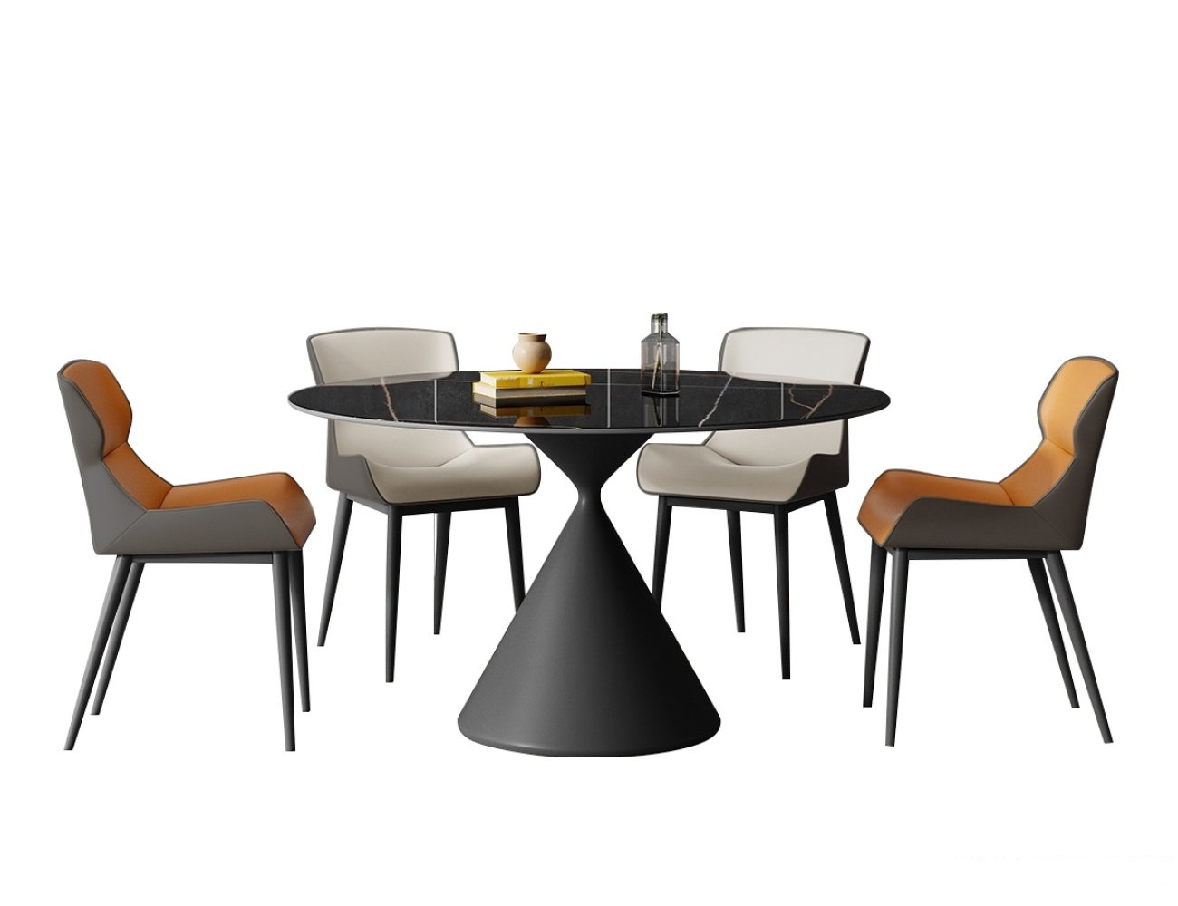 意式极简哑光劳伦黑金岩板餐桌小户型家用圆形饭桌 意式极简哑光劳伦黑金岩板餐桌小户型家用圆形饭桌