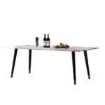 轻奢长方形餐桌大理石餐桌(碳素钢+中花白大理石)