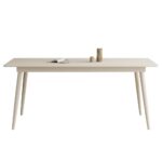 时尚奶油风 家用餐厅哑光岩板长方形餐桌