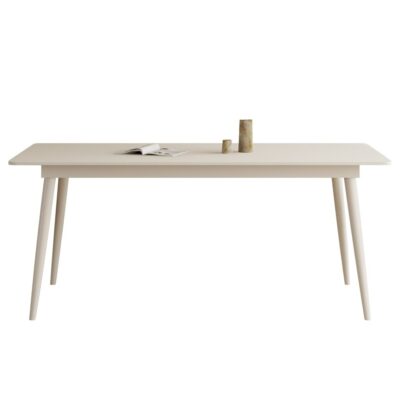 时尚奶油风 家用餐厅哑光岩板长方形餐桌