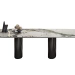 设计师款 tangeri 意式极简餐桌 家用长方形亮光岩板高端黑钛餐桌(潘多拉)