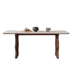 中古风系列 家用餐厅实木复古中古风哑光纯白岩板长餐桌