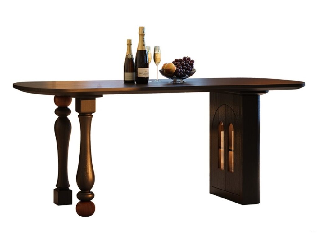 中古风系列庄园之梦餐桌 复古中古风带储物餐厅白蜡木长餐桌