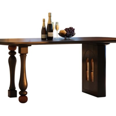 中古风系列庄园之梦餐桌 复古中古风带储物餐厅白蜡木长餐桌