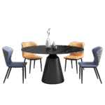 设计师款 yoda 意式极简哑光劳伦黑金岩板餐桌