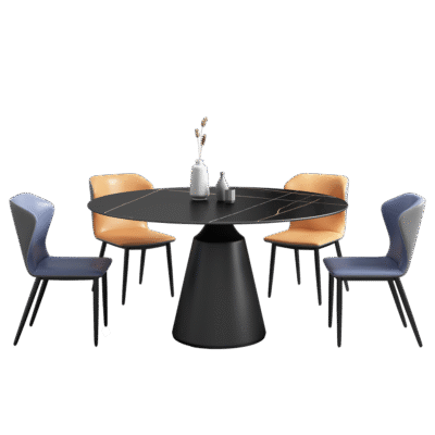 设计师款 yoda 意式极简哑光劳伦黑金岩板餐桌