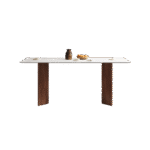 极简时尚长方形餐桌 家用简约12mm哑光纯白岩板餐桌