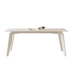 奶油风亮光雪山白岩板餐桌意式家用餐厅长方形餐桌