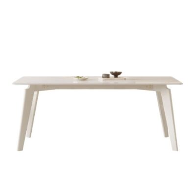 奶油风亮光雪山白岩板餐桌意式家用餐厅长方形餐桌