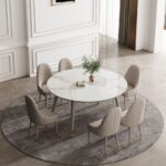 轻奢系列 雪山白亮光岩板意式伸缩餐桌