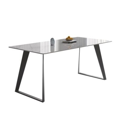 意式个性家用防撞圆角餐台时尚极简亮光岩板餐桌