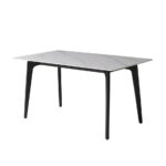 12mm亮光雪山白岩板餐桌 意式极简风大小户型长方形餐桌