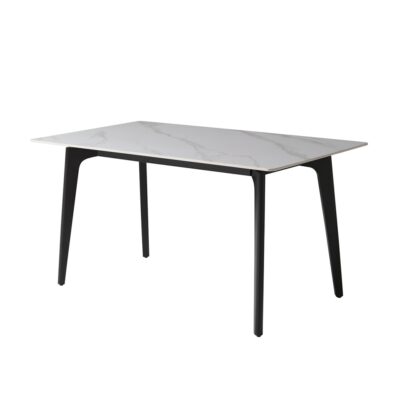 12mm亮光雪山白岩板餐桌 意式极简风大小户型长方形餐桌