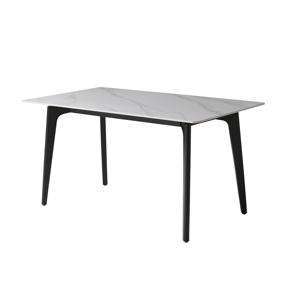 12mm亮光雪山白岩板餐桌 意式极简风大小户型长方形餐桌