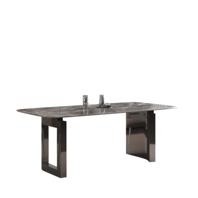 戒指餐桌 简约家用客厅小户型长方形亮光星河灰超晶石餐台