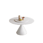 简约家用岩板餐台 奶油风餐厅旋转含转盘餐桌