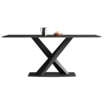 设计师款 stratos 极简风哑光岩板餐桌家用小户型饭桌长方形桌子(劳伦黑金)