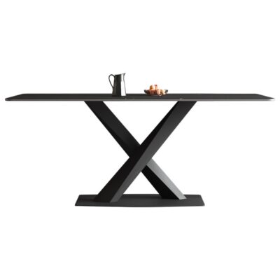 设计师款 stratos 极简风哑光岩板餐桌家用小户型饭桌长方形桌子(劳伦黑金)