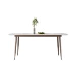 简约雪山白亮光岩板餐台极简家用餐厅长餐桌