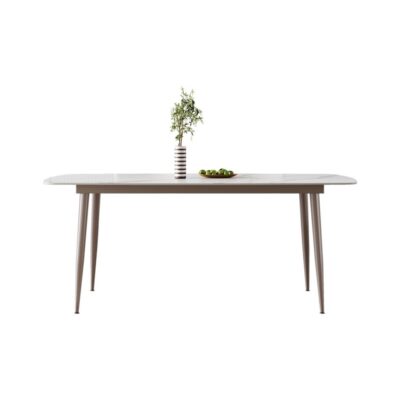 简约雪山白亮光岩板餐台极简家用餐厅长餐桌