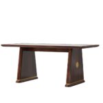 乌金木新中式多人用餐饭桌家用餐厅岩板台面长方形餐桌