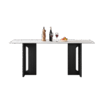 极简风时尚长方形餐桌 家用简约12mm哑光纯白岩板餐桌