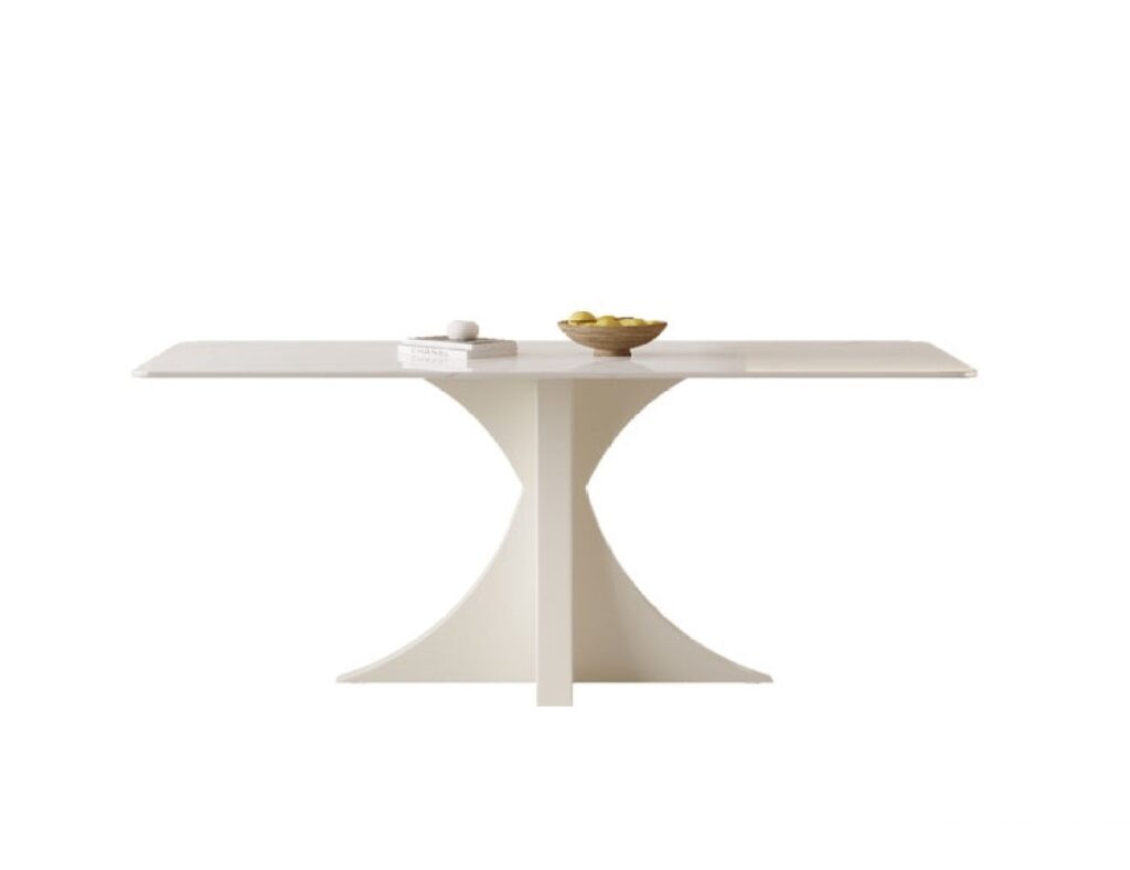 意式奶油风12mm雪山白亮光岩板面家用小户型长餐台