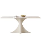 意式奶油风12mm雪山白亮光岩板面家用小户型长餐台