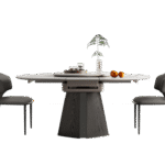 极简8mm微晶石台面餐桌 家用功能可伸缩北极冰玉带转盘餐台