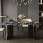 极简风家用餐台 简约餐厅加厚大理石台面餐桌