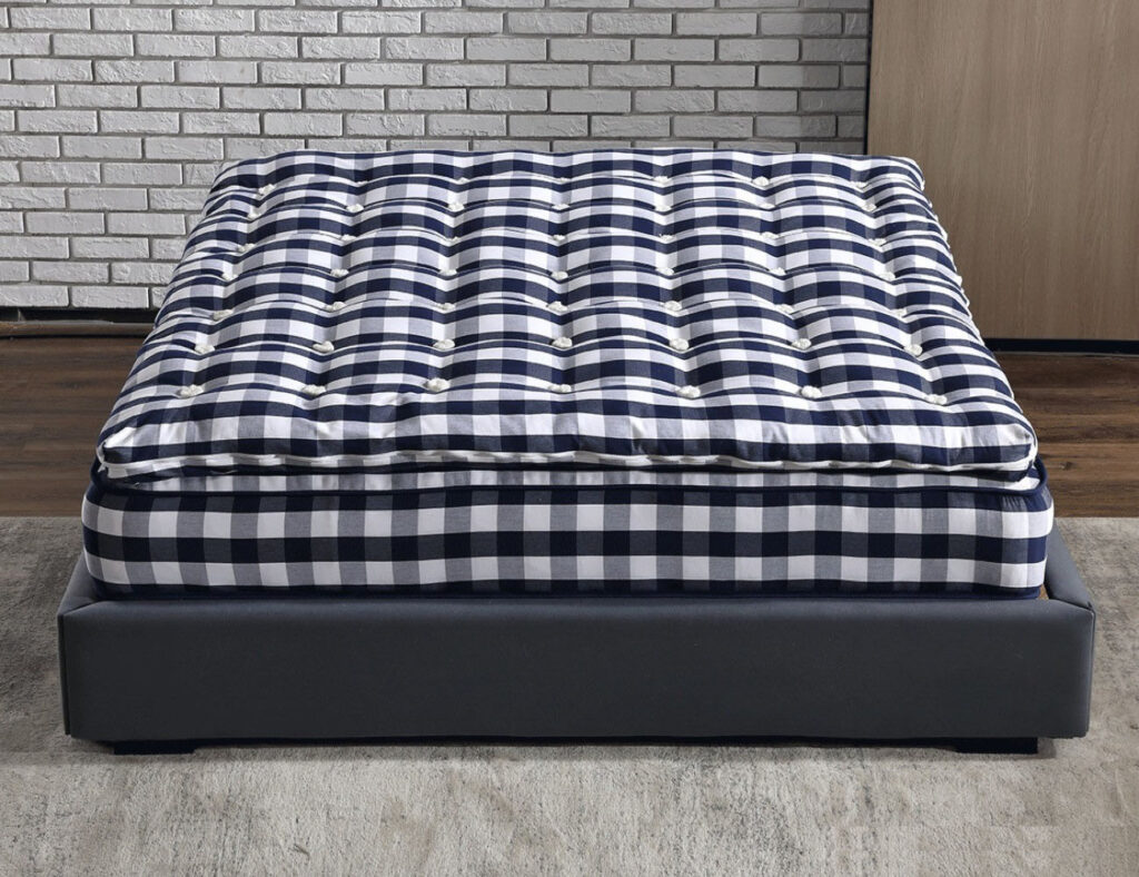 g881大s马尾毛纯手工床垫 进口长绒绵梭织蓝白格 新西兰羊毛 面包弹簧 防滑3d底面 30cm床垫