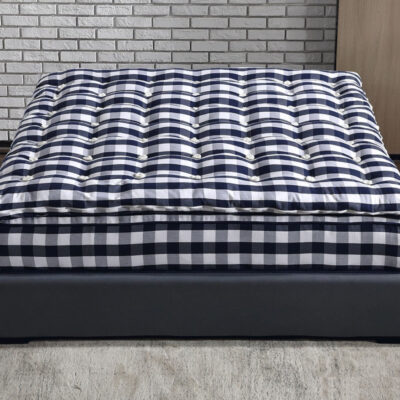 g881大s马尾毛纯手工床垫 进口长绒绵梭织蓝白格 新西兰羊毛 面包弹簧 防滑3d底面 30cm床垫