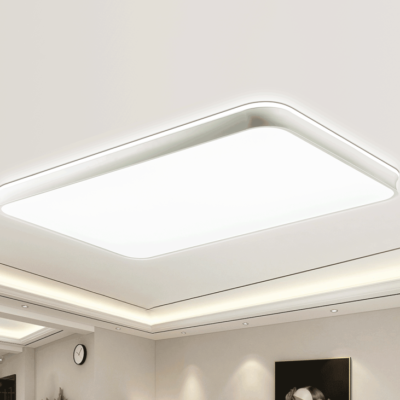 现代简约客厅三色变光照明灯 铁艺亚克力工艺长方形吸顶灯