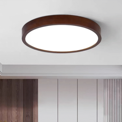 吸顶灯系列 中古风客厅照明灯 卧室书房胡桃木色吸顶灯