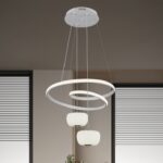 现代简约三色变光灯具餐厅吊灯高度可调照明灯