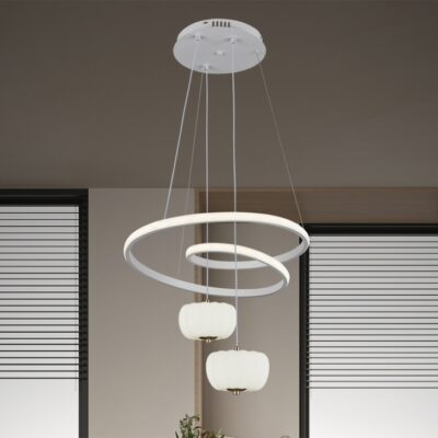 现代简约三色变光灯具餐厅吊灯高度可调照明灯