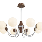 现代简约铁艺吊灯 客厅家用灯具三色变光玻璃主灯