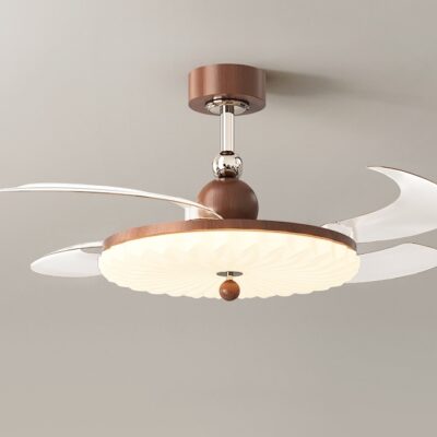 风扇吊灯系列 复古中古风温馨餐厅卧室六档调节风扇吸顶灯 遥控+语音智能照明灯