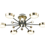 现代简约铁艺吊灯玻璃三色变光主灯客厅灯具