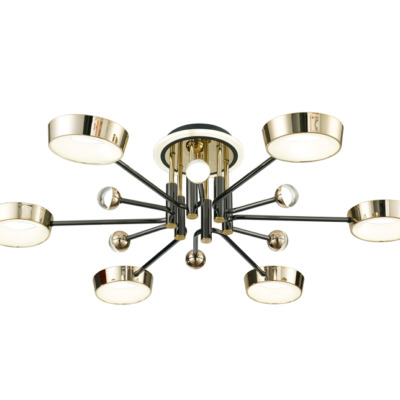 现代简约铁艺吊灯玻璃三色变光主灯客厅灯具