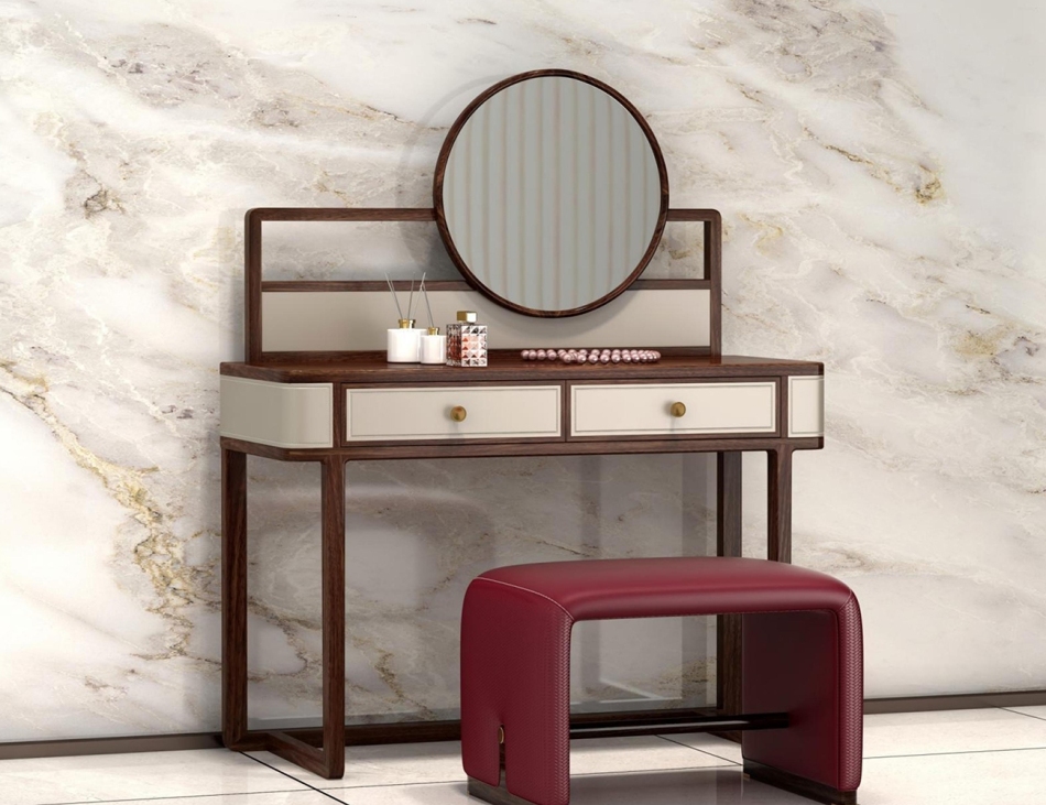 檀珺系列 新中式主卧次卧主材黑檀乌金木家用带妆镜妆台